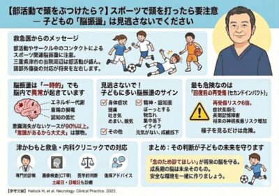 【部活動で頭をぶつけたら?】スポーツで頭を打ったら要注意 ― 子どもの「脳振盪」は見逃さないでくださいのアイキャッチ画像