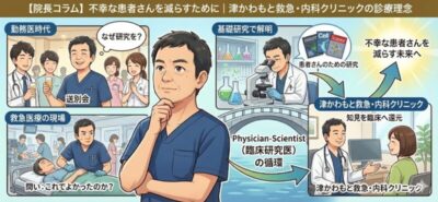 【研究と診療の両立を目指して】不幸な患者さんを減らすために|津かわもと救急・内科クリニックの診療理念のアイキャッチ画像