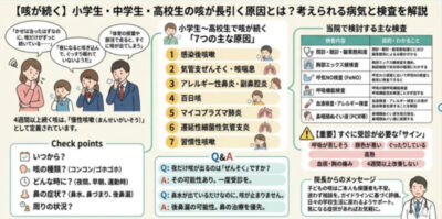 【咳が続く】小学生・中学生・高校生の咳が長引く原因とは?考えられる病気と検査を解説 |津かわもと救急・内科クリニックのアイキャッチ画像