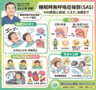 なぜ集中治療医が睡眠時無呼吸症候群に注目するのか?│津かわもと救急・内科クリニックのアイキャッチ画像